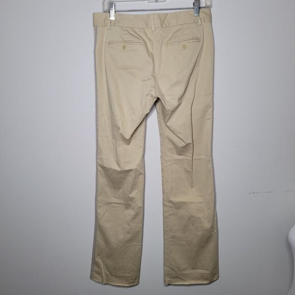 theory light weight stretchy tan Khaki flare pants womens size 6 - Picture 8 of 9